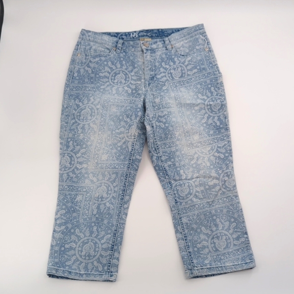DG2 Cropped Bandana Print Cropped Jeans Virtual Stretch - Picture 1 of 9